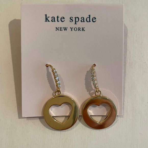 Kate Spade New York Heart Symbol Drop/ Dangle Earrings Gold Plated - Picture 11 of 13